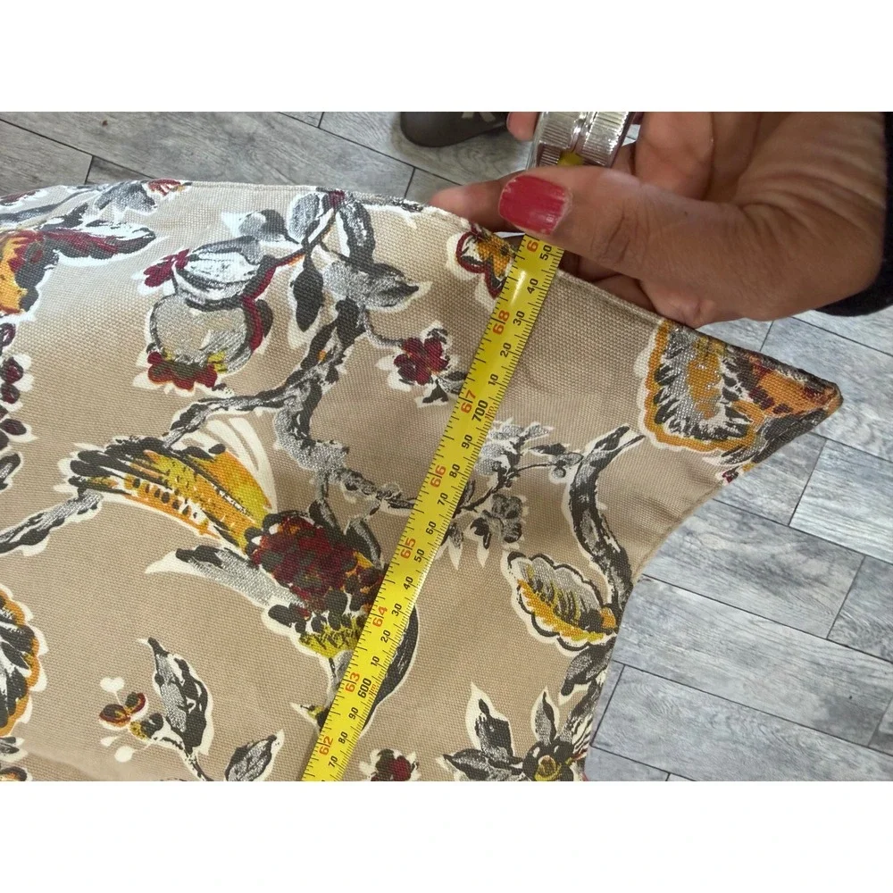 Nicole Miller Home Floral Bird‎ Table Runner Tan Botanical 14x68 Cotton Blend